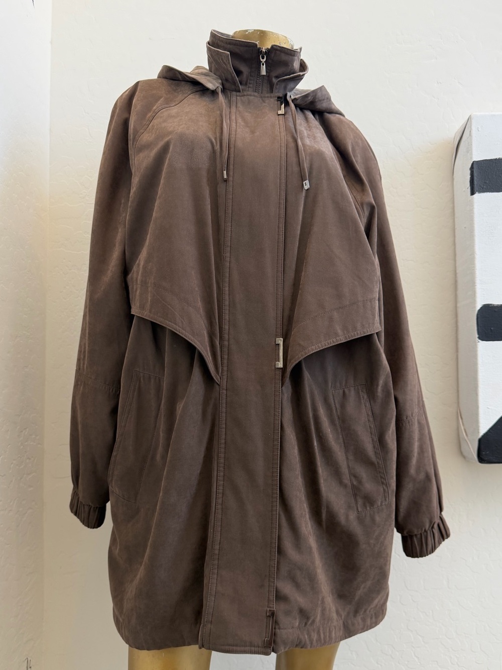 Vintage Classic Elements Brown Hooded Cape Parka Coat L 14-16
